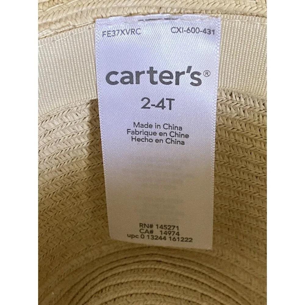 Carter’s 2 Fedora Straw Sun Hats Cap Blue Ribbon For‎ Child 2-4 Mint Condition!